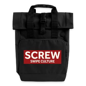 SCREW SWIPE CULTURE - Roll Top Backpack with Two Handles - black - Front