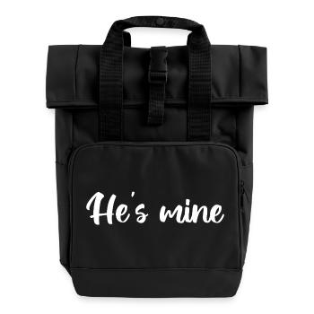 He's mine – handschriftliche Kalligraphie - Rolltop Rucksack mit zwei Griffen - Schwarz - Vorne