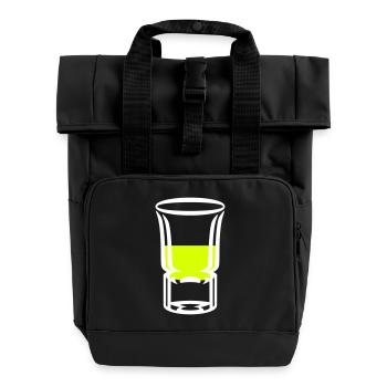 Schnapsglas / shot glass (2c) - Rolltop Rucksack mit zwei Griffen - Schwarz - Vorne