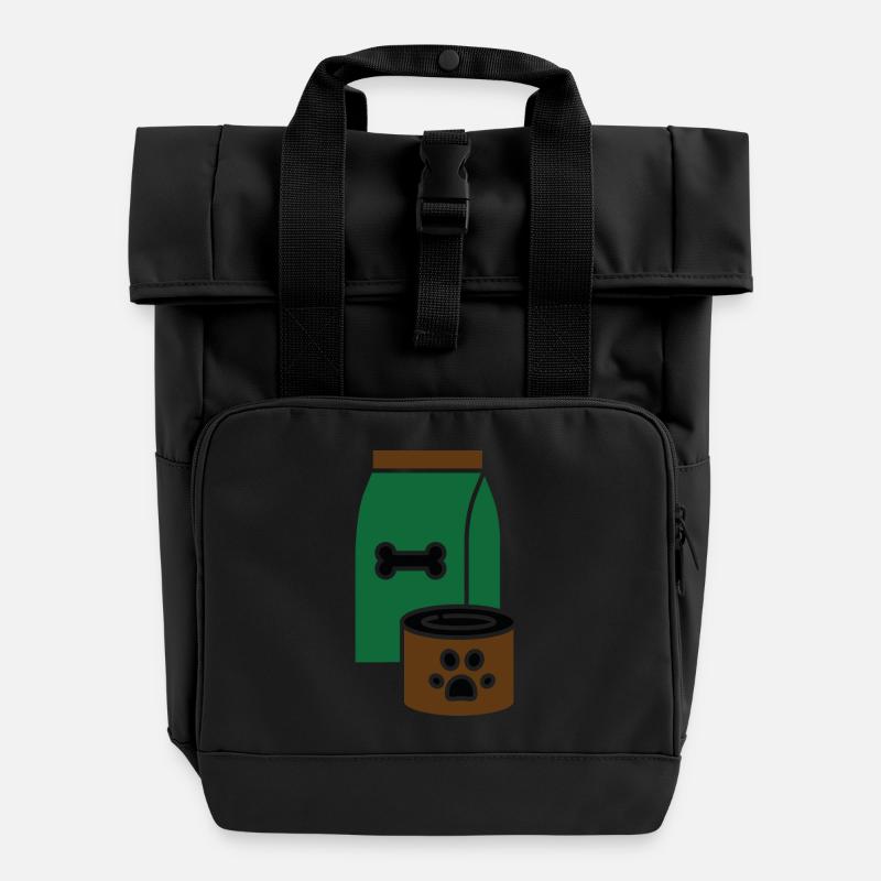 Hundefutter - Rolltop Rucksack mit zwei Griffen - Schwarz