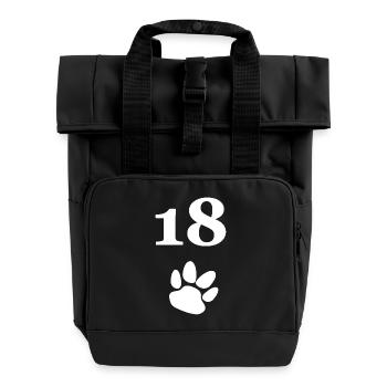 closing, 18 hundepfote - Rolltop Rucksack mit zwei Griffen - Schwarz - Vorne
