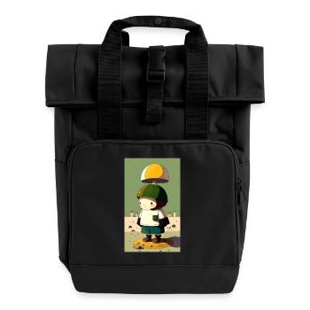 Pilz-Pilz-Charakter - Rolltop Rucksack mit zwei Griffen - Schwarz - Vorne