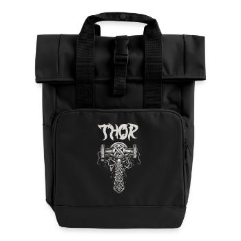 Thor's Hammer Knot Pattern Norse Mythology - Roll Top Backpack with Two Handles - black - Front