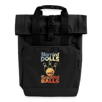 Bowling Mädchen - Rolltop Rucksack mit zwei Griffen - Schwarz - Vorne