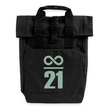 Unendlich durch 21 Millionen Bitcoin - Rolltop Rucksack mit zwei Griffen - Schwarz - Vorne
