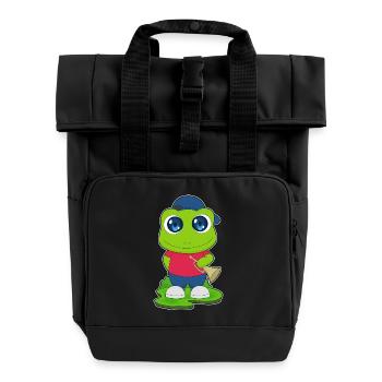 Frosch Musiker Trompete Musik - Rolltop Rucksack mit zwei Griffen - Schwarz - Vorne