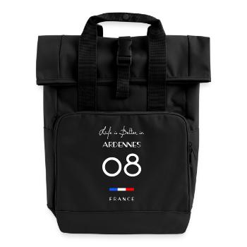 La vie en ARDENNES Numéro 08 France Grand Est - Sac à dos Roll Top à deux anses - noir - Devant
