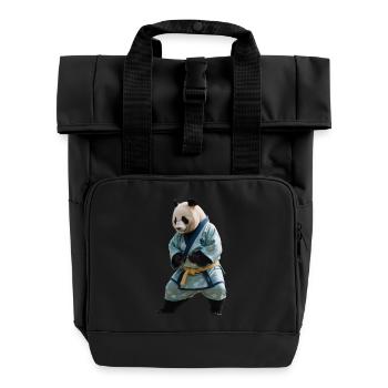 Sporty Panda - Roll Top Backpack with Two Handles - black - Front