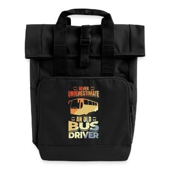 Unterschätze nie einen alten Busfahrer - Rolltop Rucksack mit zwei Griffen - Schwarz - Vorne