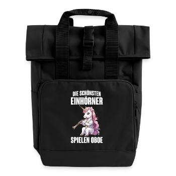 Die schönsten Einhörner spielen Oboe für Oboistin - Rolltop Rucksack mit zwei Griffen - Schwarz - Vorne
