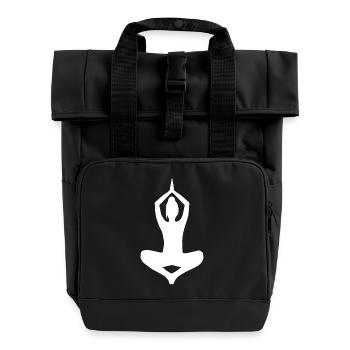 Yoga Meditation Zen Inner Peace Woman - Roll Top Backpack with Two Handles - black - Front