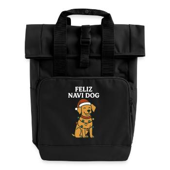 Feliz Navi Hund Santa Claus Urlaubsspaß - Rolltop Rucksack mit zwei Griffen - Schwarz - Vorne