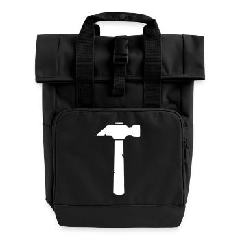 Hammer Werkzeug Icon Minimalistisch - Rolltop Rucksack mit zwei Griffen - Schwarz - Vorne