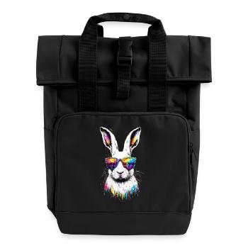 Mountain Rabbit Arctic Hare Albino Rabbit White Rabbit - Roll Top Backpack with Two Handles - black - Front