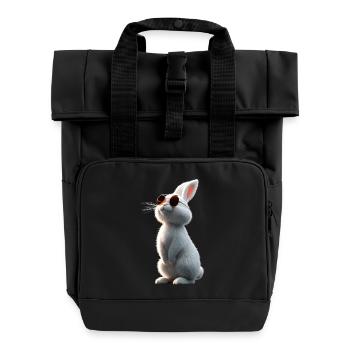 Mountain Rabbit Arctic Hare Albino Rabbit White Rabbit - Roll Top Backpack with Two Handles - black - Front