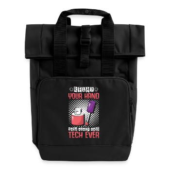 Nageldesigner Nageldesignerin Kosmetik Nagelstudio - Rolltop Rucksack mit zwei Griffen - Schwarz - Vorne