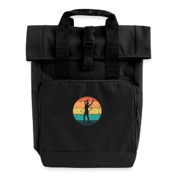Hula-Hoop Frau im Training hullert - Rolltop Rucksack mit zwei Griffen - Schwarz - Vorne