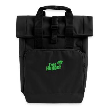 Tree Hugger Nature Forests Leaves - Roll Top Backpack with Two Handles - black - Front