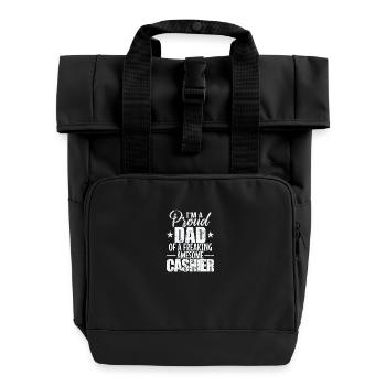 I'm a proud Dad of a freaking awesome Cashier - Roll Top Backpack with Two Handles - black - Front