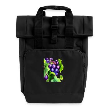 Grapes on a Vine - Roll Top Backpack with Two Handles - black - Front