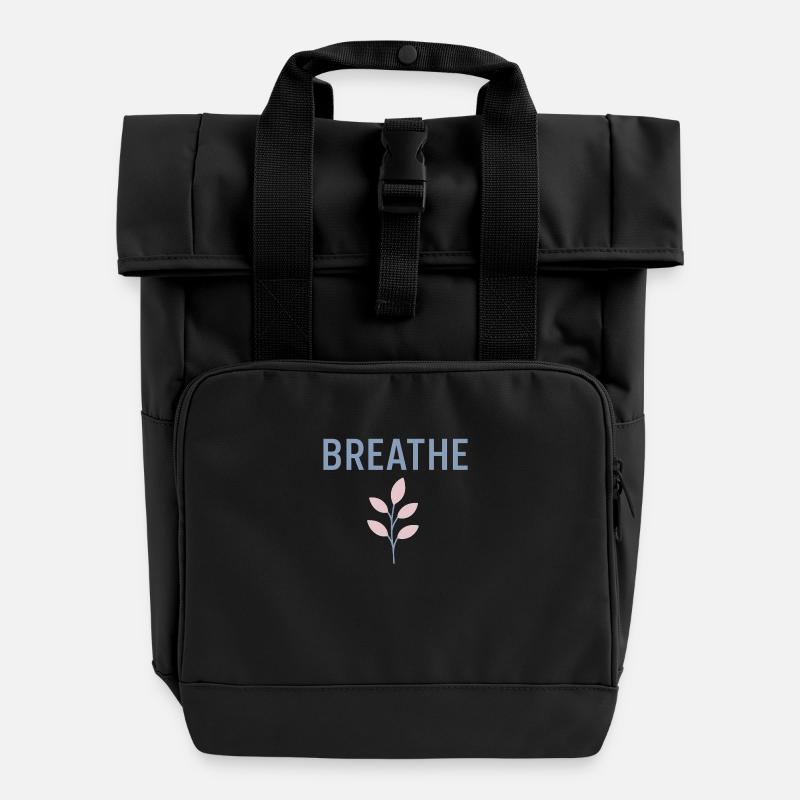 Minimalistisches Pastell Design mit Pflanze – Ruhe - Rolltop Rucksack mit zwei Griffen - Schwarz