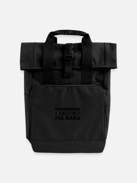 Umarmungen & Küsschen Mama Baby 👩‍👧❤️ - Rolltop Rucksack mit zwei Griffen - Schwarz