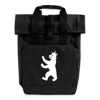 Berliner Bär mit Krone - Rolltop Rucksack mit zwei Griffen - Schwarz - Vorne