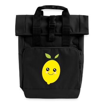 Kawaii citron vert citron vert Kawaii autocollant - Sac à dos Roll Top à deux anses - noir - Devant