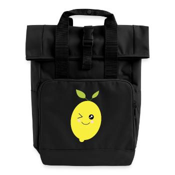 Zitrone Limone Limette - Rolltop Rucksack mit zwei Griffen - Schwarz - Vorne