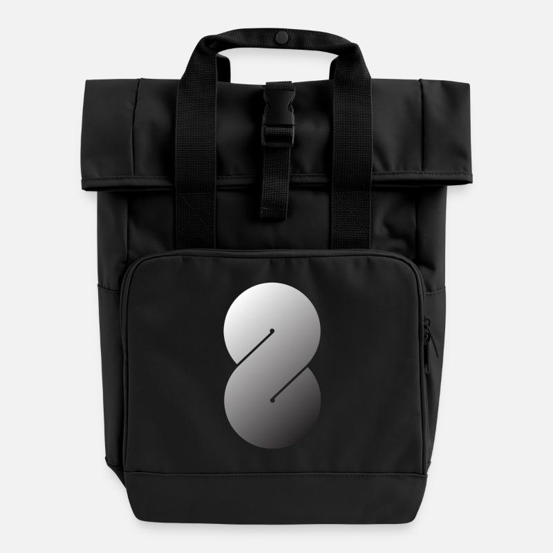 S - Roll Top Backpack with Two Handles - black