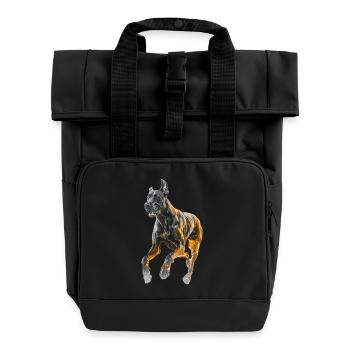 Deutsche Dogge - Rolltop Rucksack mit zwei Griffen - Schwarz - Vorne
