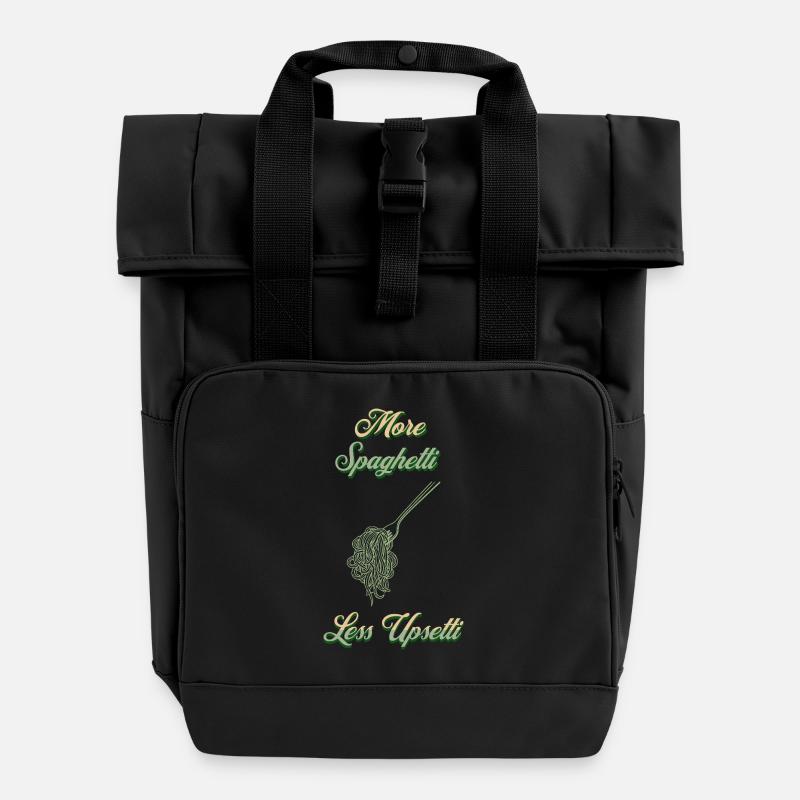 More Spaghetti Upsetti Koch Print Green - Rolltop Rucksack mit zwei Griffen - Schwarz