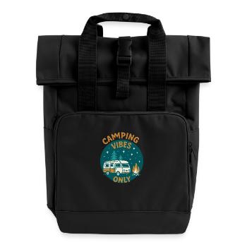 Camping Vibes Only - Freizeit Design - Rolltop Rucksack mit zwei Griffen - Schwarz - Vorne