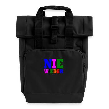 Nie wieder - Rolltop Rucksack mit zwei Griffen - Schwarz - Vorne