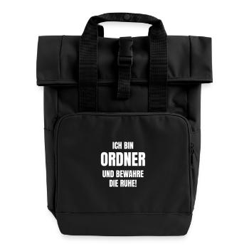 Ich bin Ordner und bewahre die Ruhe! - Rolltop Rucksack mit zwei Griffen - Schwarz - Vorne