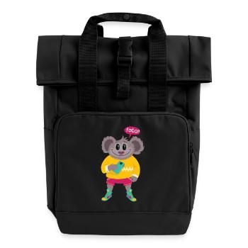 Fashionable photo -Tier wants a selfportrait - Roll Top Backpack with Two Handles - black - Front