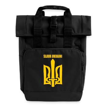 Slava ukraini - Rolltop Rucksack mit zwei Griffen - Schwarz - Vorne