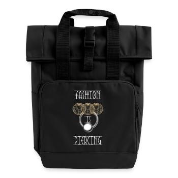 Mode ist Piercing - Rolltop Rucksack mit zwei Griffen - Schwarz - Vorne
