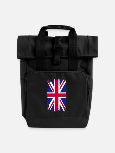 Grunge Union Jack Splash - Rolltop Rucksack mit zwei Griffen - Schwarz