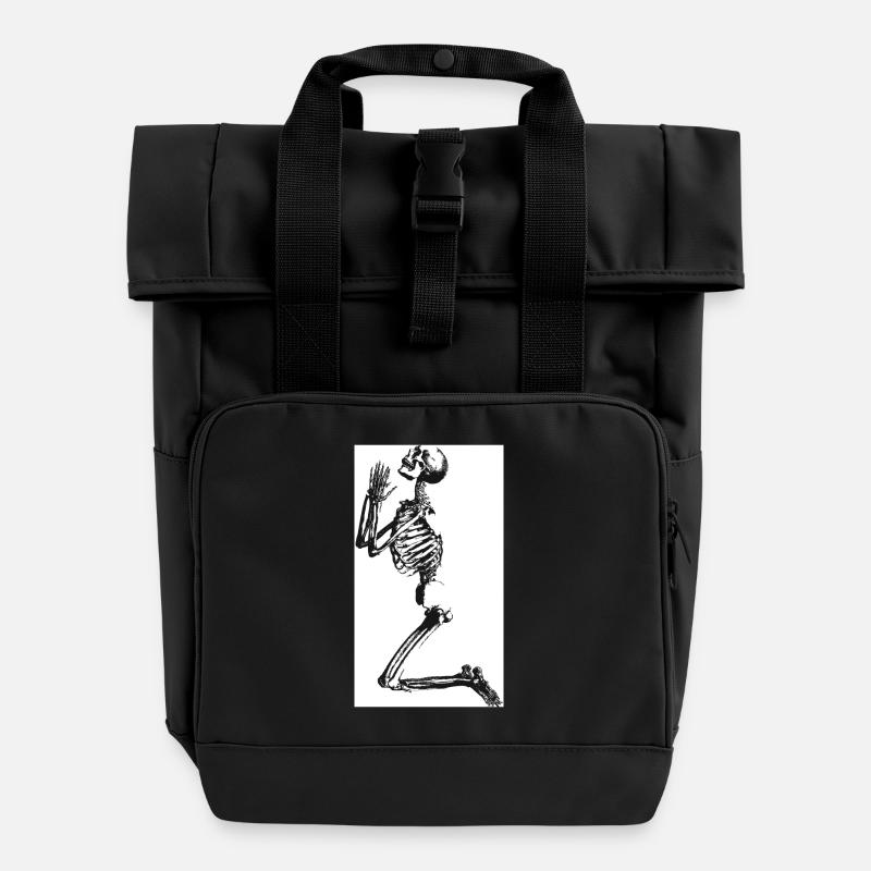 pray - Roll Top Backpack with Two Handles - black