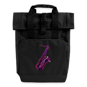 Saxophon - Rolltop Rucksack mit zwei Griffen - Schwarz - Vorne