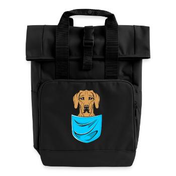 Rhodesian Ridgeback - Roll Top Backpack with Two Handles - black - Front