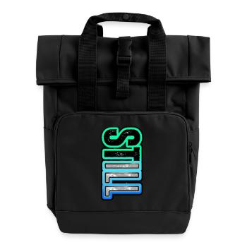 STILL ILL – a bold neon vertical message - Roll Top Backpack with Two Handles - black - Front