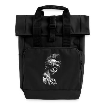 Antike Heldenstatue Kontrastdruck - Rolltop Rucksack mit zwei Griffen - Schwarz - Vorne