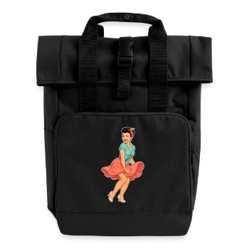Vintage Rockabella Pin-up Girl – Retro 50s Art - Rolltop Rucksack mit zwei Griffen - Schwarz - Vorne
