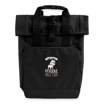 Poodle Glitzer - Rolltop Rucksack mit zwei Griffen - Schwarz - Vorne