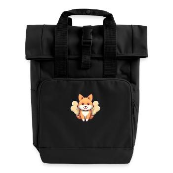 Shiba Inu Ange avec des ailes - Sac à dos Roll Top à deux anses - noir - Devant