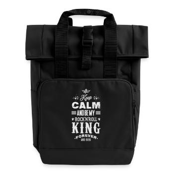 KEEP CALM AND BE MY ROCK'N'ROLL KING - Rolltop Rucksack mit zwei Griffen - Schwarz - Vorne