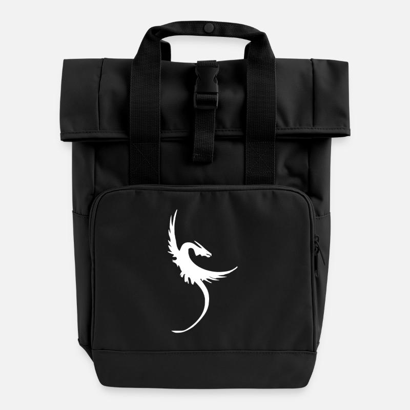 Fliegender Drache - Motiv - Rolltop Rucksack mit zwei Griffen - Schwarz