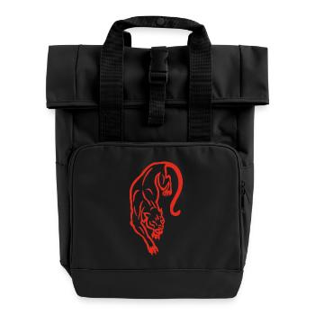 Red Panther Silhouette - Rolltop Rucksack mit zwei Griffen - Schwarz - Vorne
